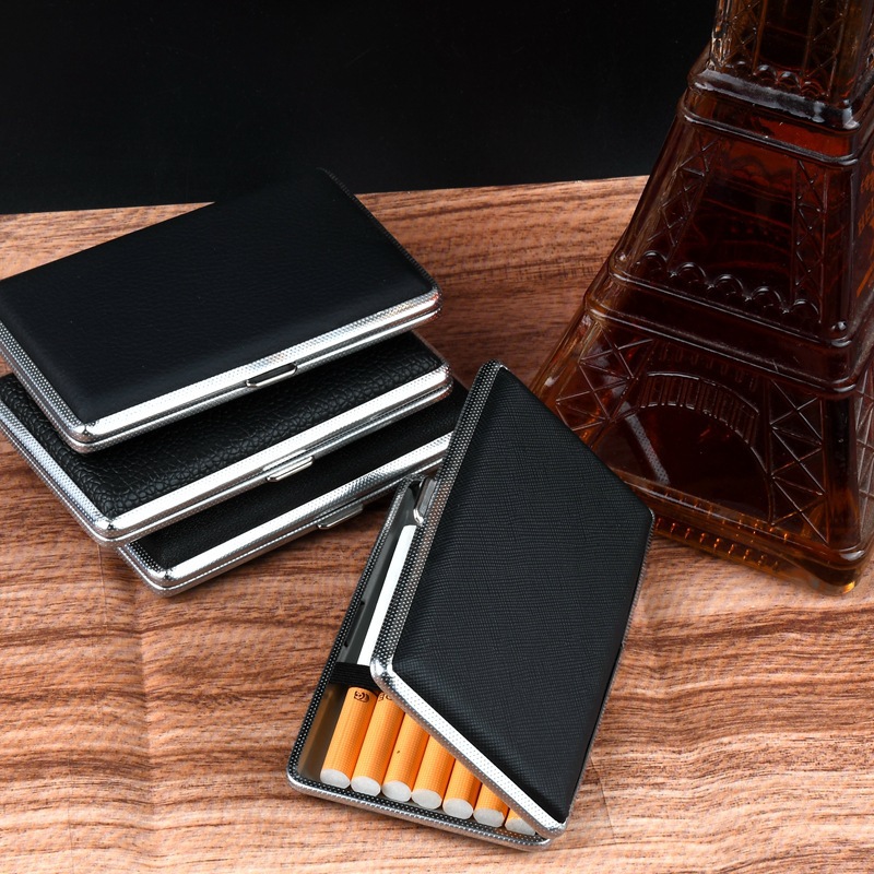 Smoking & Vaping Accessories - Kotak Rokok Logam Kulit Tipis 5.5